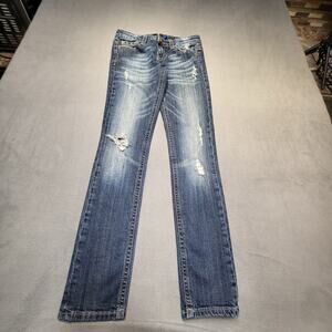 Vigoss Jeans Womens 4 Blue Brooklyn Skinny Leg Distressed Denim Stretch